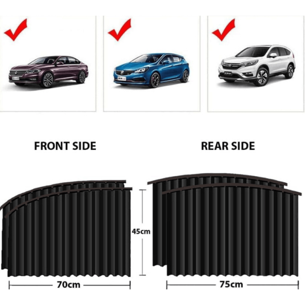 Premium Car Sunshade Curtains – 4-Piece UV Protection & Privacy Set for All Vehicles
