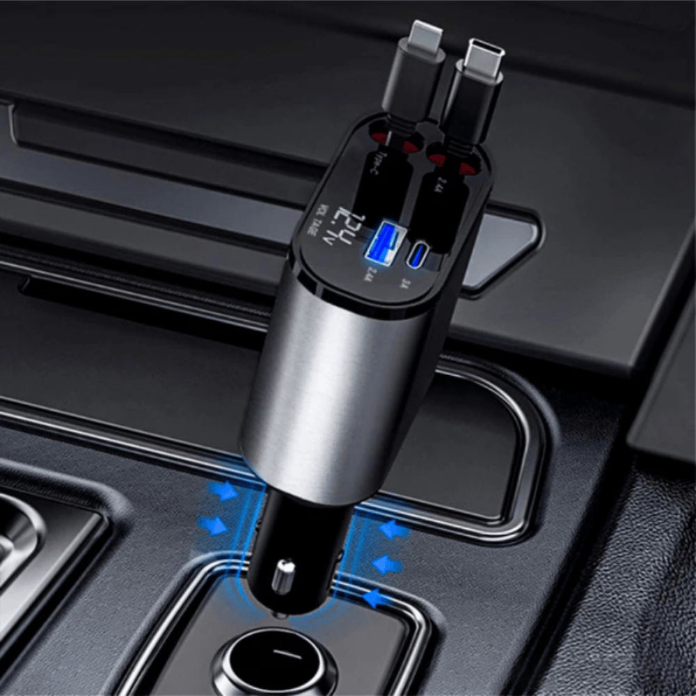 Super Fast Car Charger with Dual USB and Type-C Port – 3A Quick Charge Adapter for All Devices