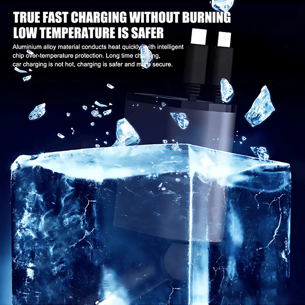 Super Fast Car Charger with Dual USB and Type-C Port – 3A Quick Charge Adapter for All Devices