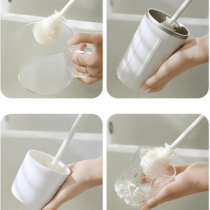 Silicone Bottle Cleaning Brush – Long Handle Scrubber for Bottles, Jars, and Glassware