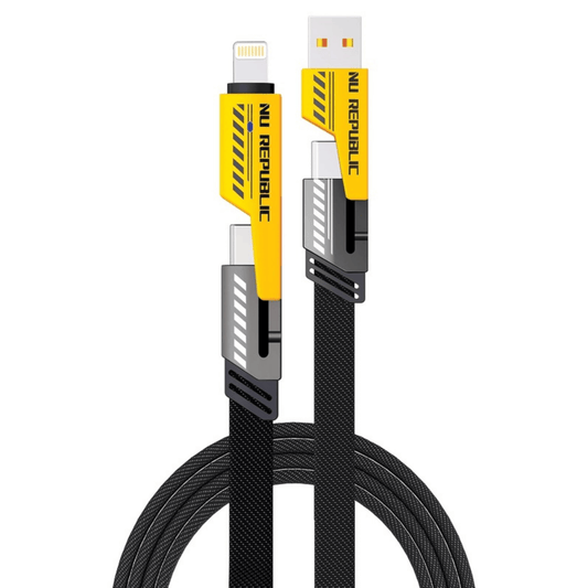 4-in-1 Fast Charging Data Cable – Multi USB Cable with Type-C, Micro USB, Lightning, and USB-A Connectors
