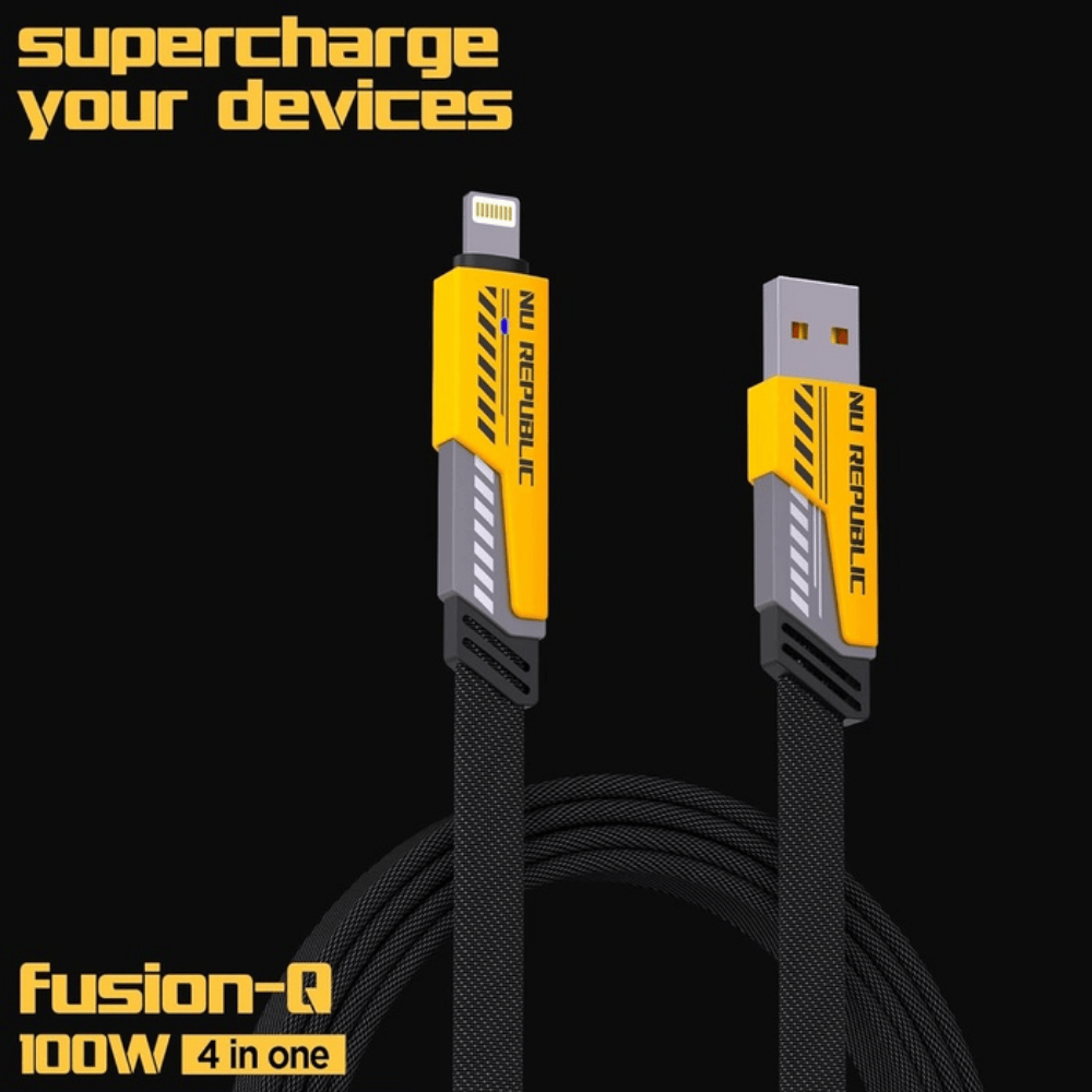 4-in-1 Fast Charging Data Cable – Multi USB Cable with Type-C, Micro USB, Lightning, and USB-A Connectors