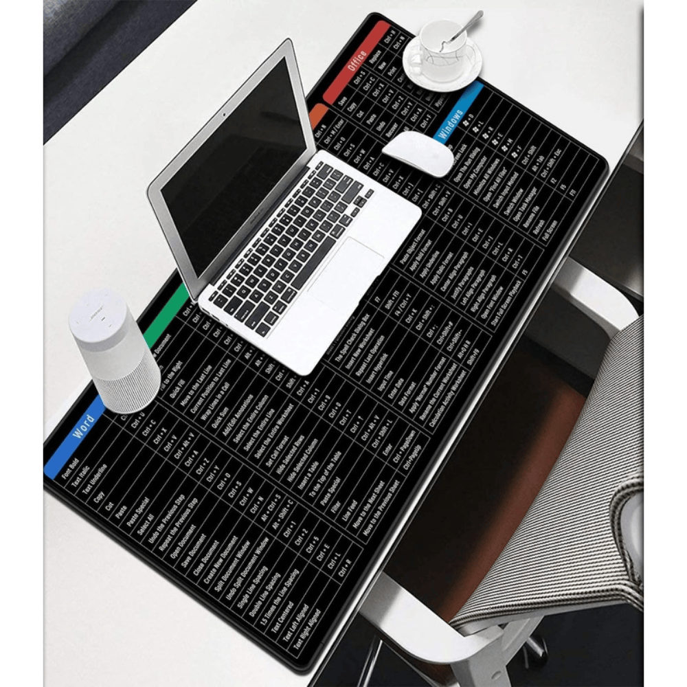Large Shortcut Key Keyboard Mat – Office Desk Mat with Excel, Word, CAD & Photoshop Shortcuts