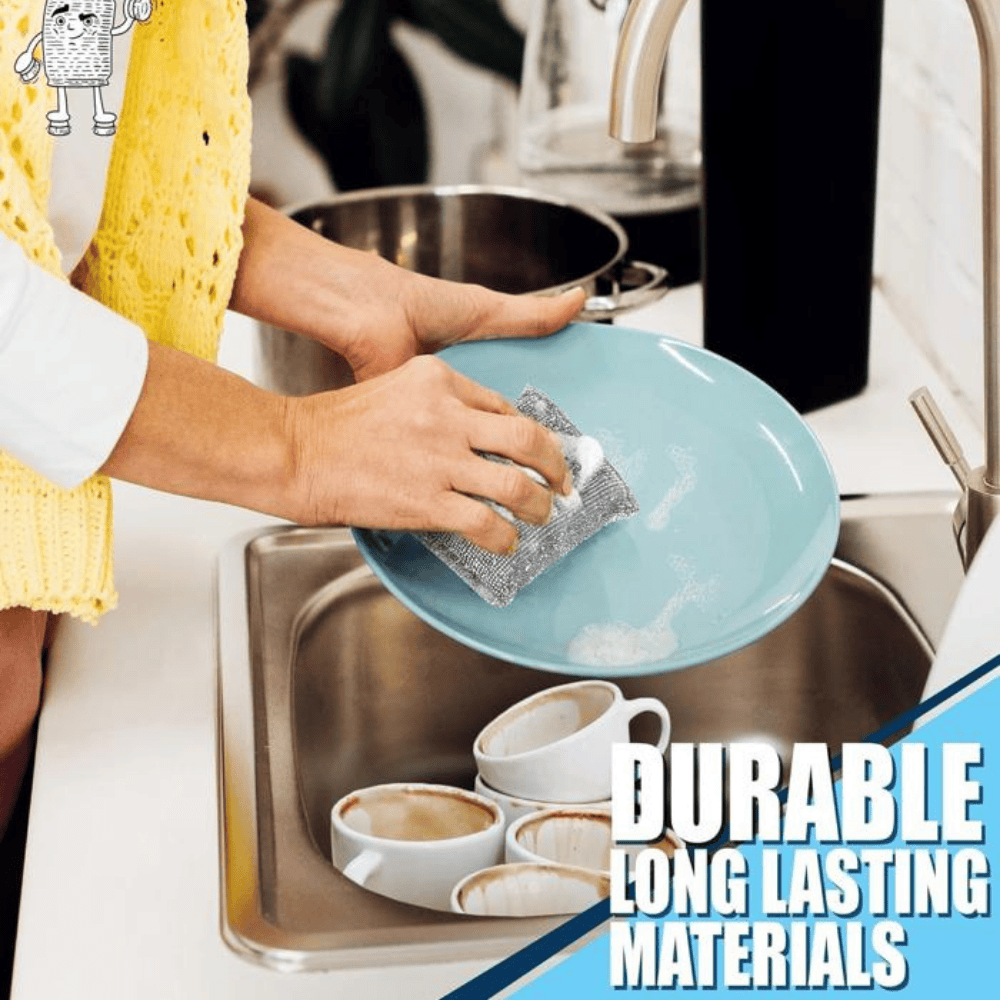 Dish Cleaner Sponge Set of 4 – Multipurpose Scrub Pads for Kitchen Cleaning