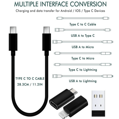 60W Multi-Function Data Cable Set – Portable 6-in-1 Charging Kit with USB, Type-C, Micro and SIM Tools