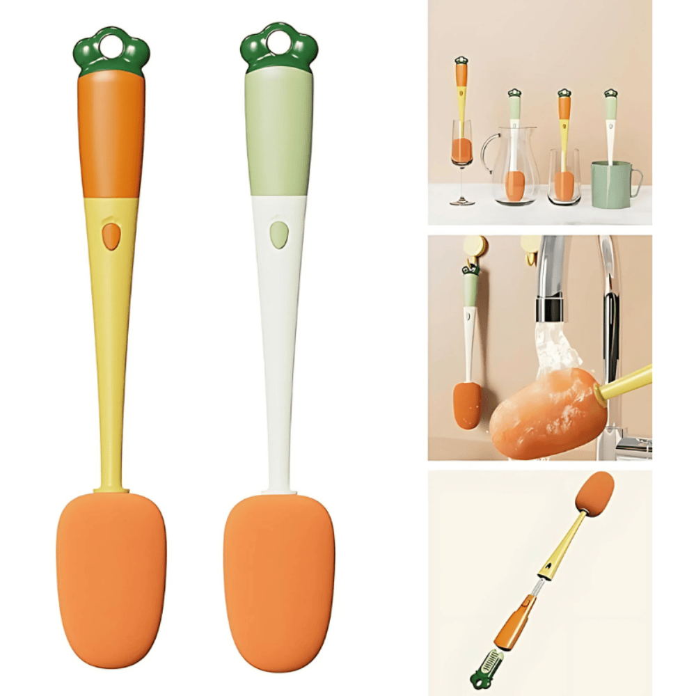 Bottle Cleaning Brush – Long Handle Sponge Brush for Bottles, Jars, and Glassware