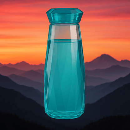 Diamond Glass Bottle – Elegant Faceted Design Water & Beverage Bottle