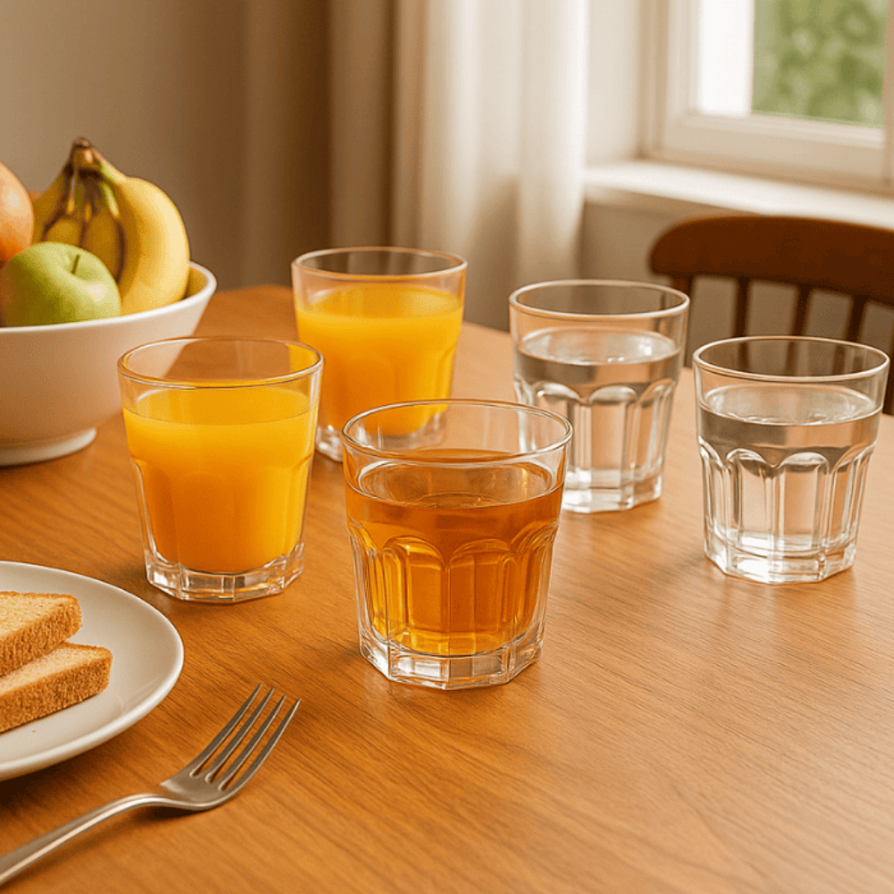 210ml Classic Juice Glass Set of 6 – Heavy Base Tumbler for Water, Juice & Beverages