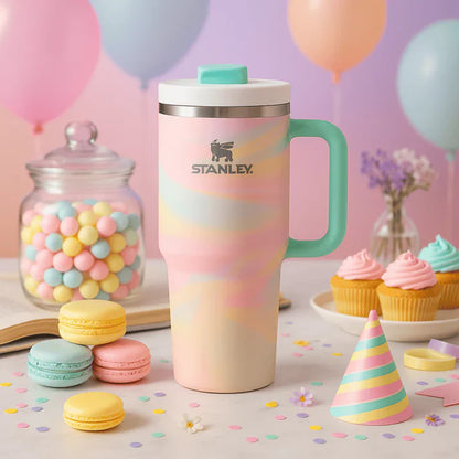 Stanley Quencher H2.0 FlowState Tumbler – 40oz / 1.18L Pastel Tie-Dye, Vacuum Insulated Stainless Steel with Handle & Straw