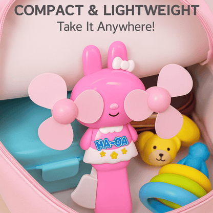 Hello Kitty Style Handheld Fan – Cute Pink Bunny Design with Dual Soft Blades for Kids & Travel Use