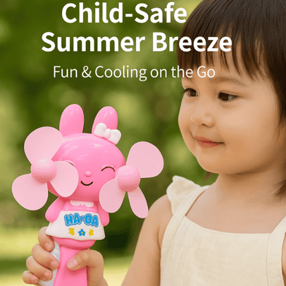 Hello Kitty Style Handheld Fan – Cute Pink Bunny Design with Dual Soft Blades for Kids & Travel Use
