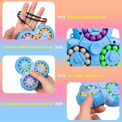 3-Wheel Rotating Bead Fidget Puzzle – Triangle Handheld Stress Relief Toy for Kids & Adults