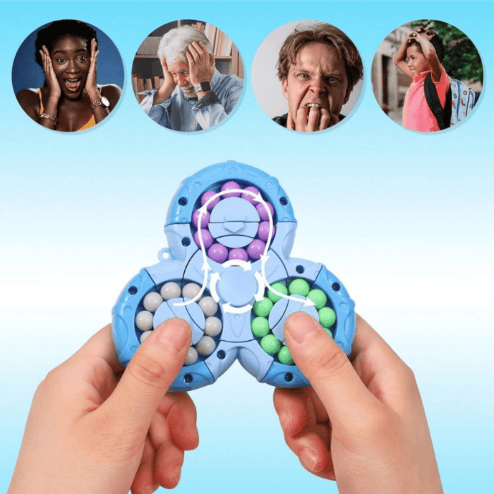 3-Wheel Rotating Bead Fidget Puzzle – Triangle Handheld Stress Relief Toy for Kids & Adults