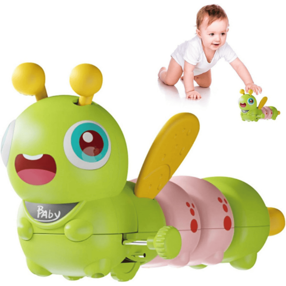 Wiggle Wings Baby Crawling Toy – Cute Caterpillar with Moving Wings, Pull-Back Action, and Music for Infant Play & Development