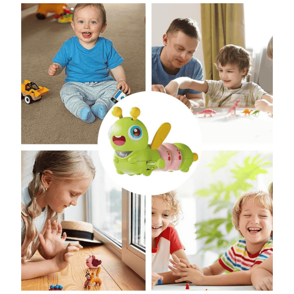 Wiggle Wings Baby Crawling Toy – Cute Caterpillar with Moving Wings, Pull-Back Action, and Music for Infant Play & Development