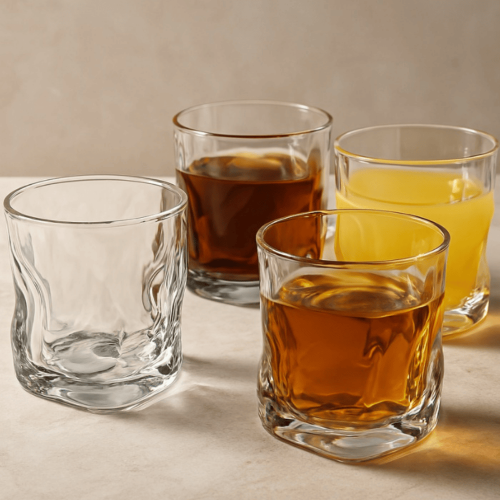 190ml Premium Textured Juice Glass Set of 6 – Heavy Base Water & Whiskey Tumbler