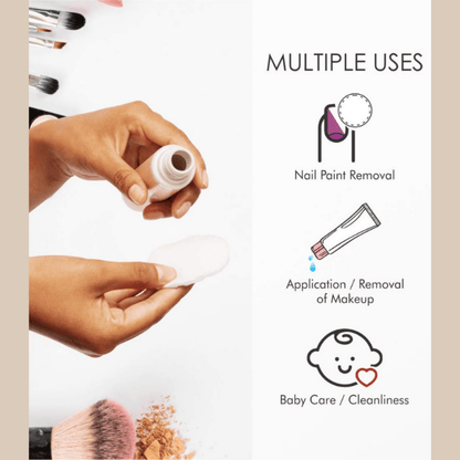 Tulips Lint-Free Cotton Pads – 50 Pcs (Pack Of 2) | Dual Textured Makeup Remover & Skincare Pads with Stitched Edges