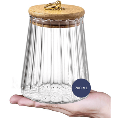 ECHOU 700 ml Glass Storage Jar with Bamboo Lid & Airtight Seal – Premium Pantry Organizer UG-105
