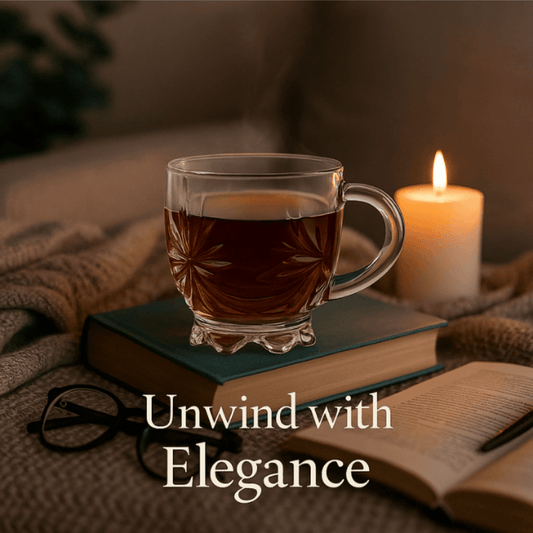 150 ml Crystal Glass Tea Mugs – Set of 6 | Elegant Cut Design with Handle for Tea, Coffee & Hot Beverages