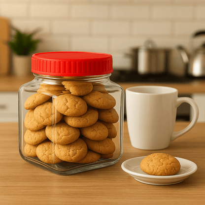 Yera 1kg Square Glass Storage Jar with Red  Cap – Airtight Kitchen Container