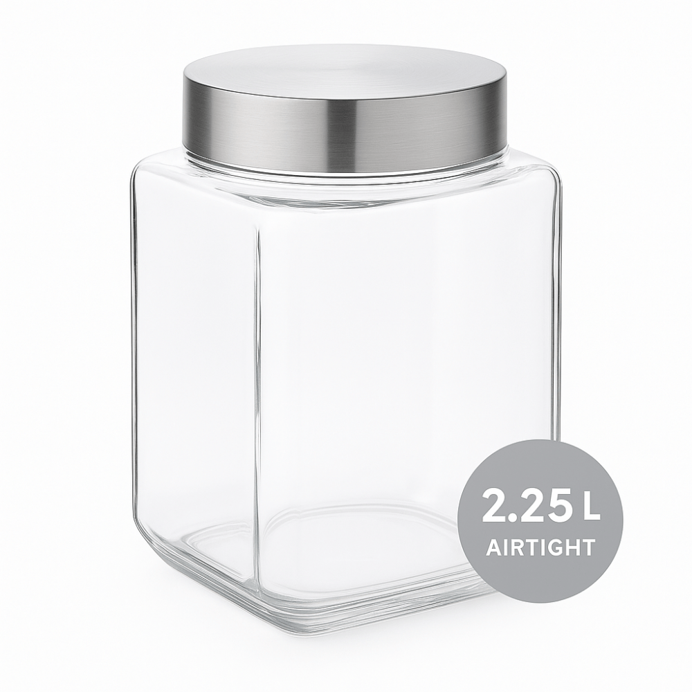 YERA X Series Airtight Glass Jar 2250ml – Premium Storage Container with Stainless Steel Lid