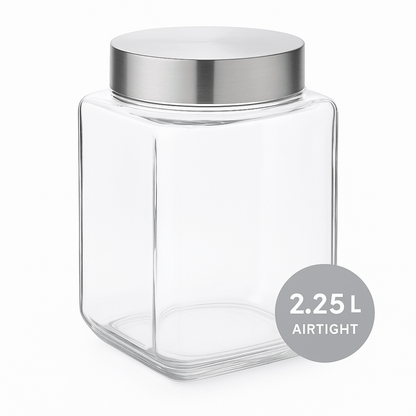YERA X Series Airtight Glass Jar 2250ml – Premium Storage Container with Stainless Steel Lid