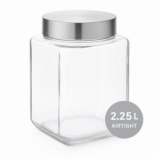 YERA X Series Airtight Glass Jar 2250ml – Premium Storage Container with Stainless Steel Lid