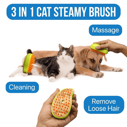 3-in-1 Steam Pet Brush for Dogs & Cats – Grooming, Massage & Loose Hair Remover