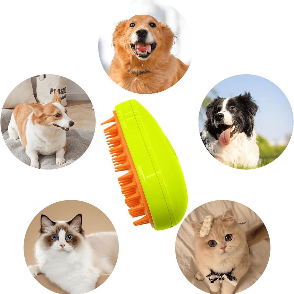 3-in-1 Steam Pet Brush for Dogs & Cats – Grooming, Massage & Loose Hair Remover