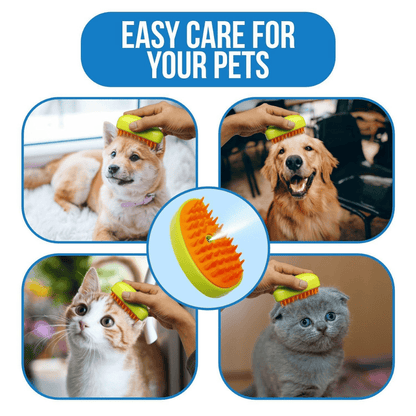 3-in-1 Steam Pet Brush for Dogs & Cats – Grooming, Massage & Loose Hair Remover