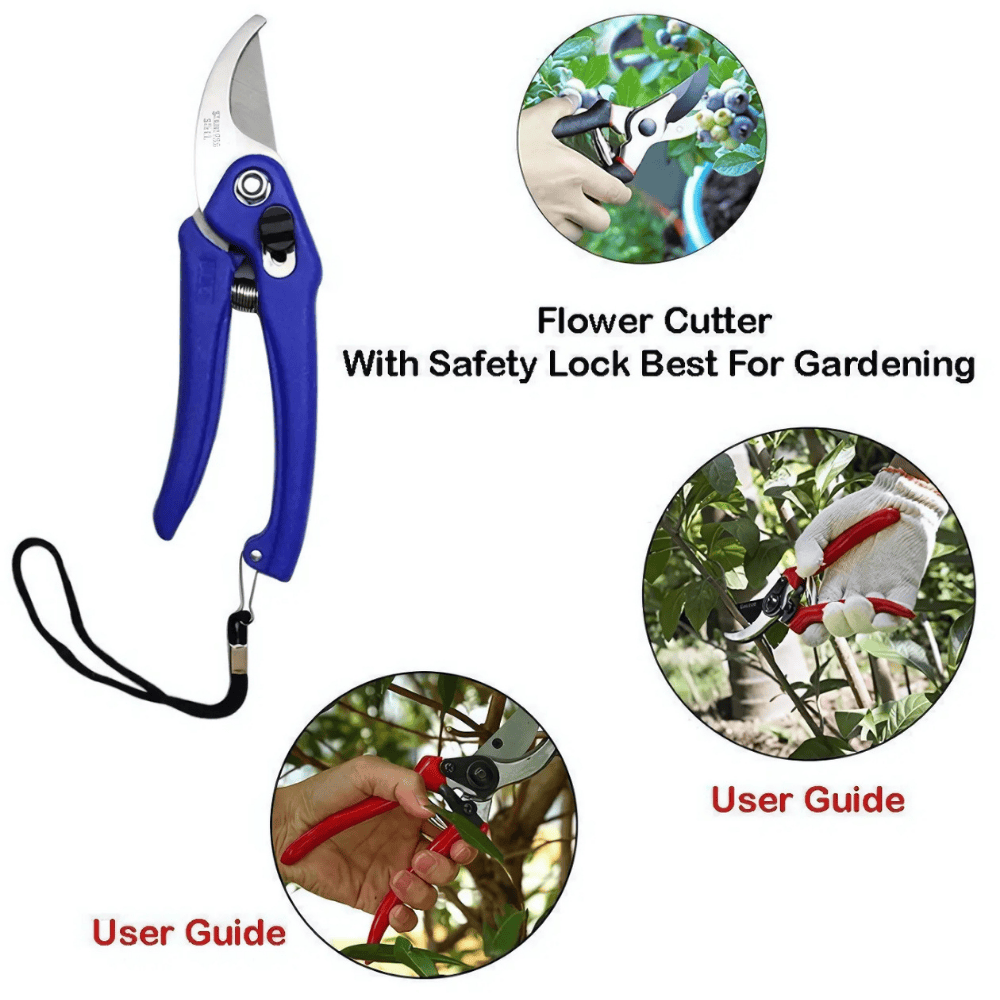 Heavy-Duty Steel Garden Pruning Shears – Sharp Bypass Gardening Scissor for Plants, Flowers & Branches