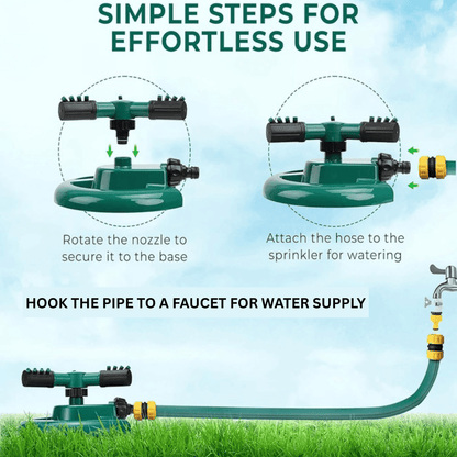 360° Rotating Garden Sprinkler – Adjustable Lawn Watering System for Yard, Plants & Irrigation