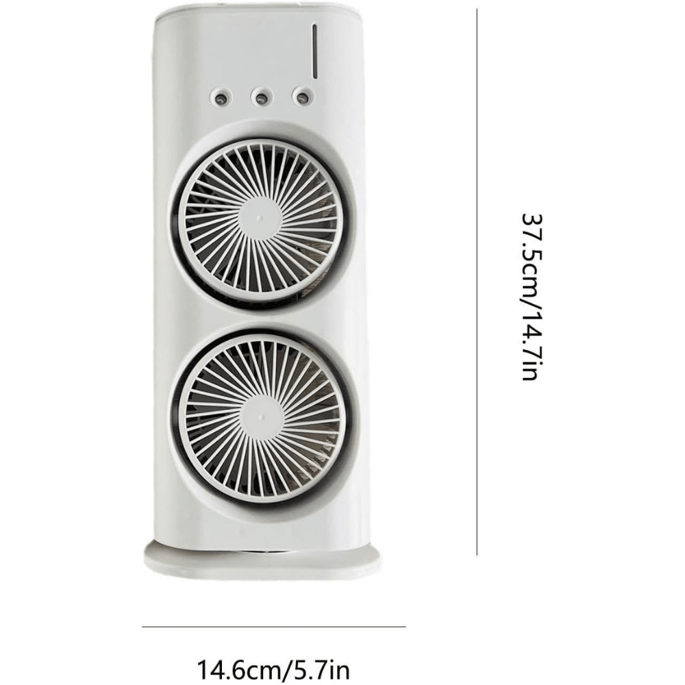 Double-Sided Cooling Fan – Dual Airflow, Portable Table & Desk Fan with LED Lights for Home, Office & Outdoor Use