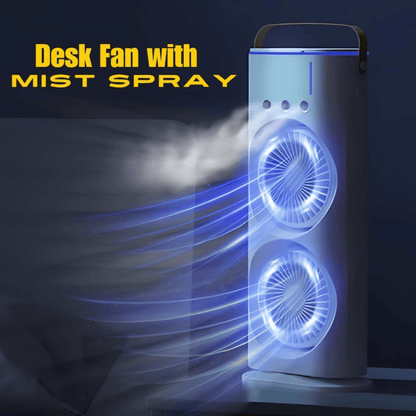 Double-Sided Cooling Fan – Dual Airflow, Portable Table & Desk Fan with LED Lights for Home, Office & Outdoor Use
