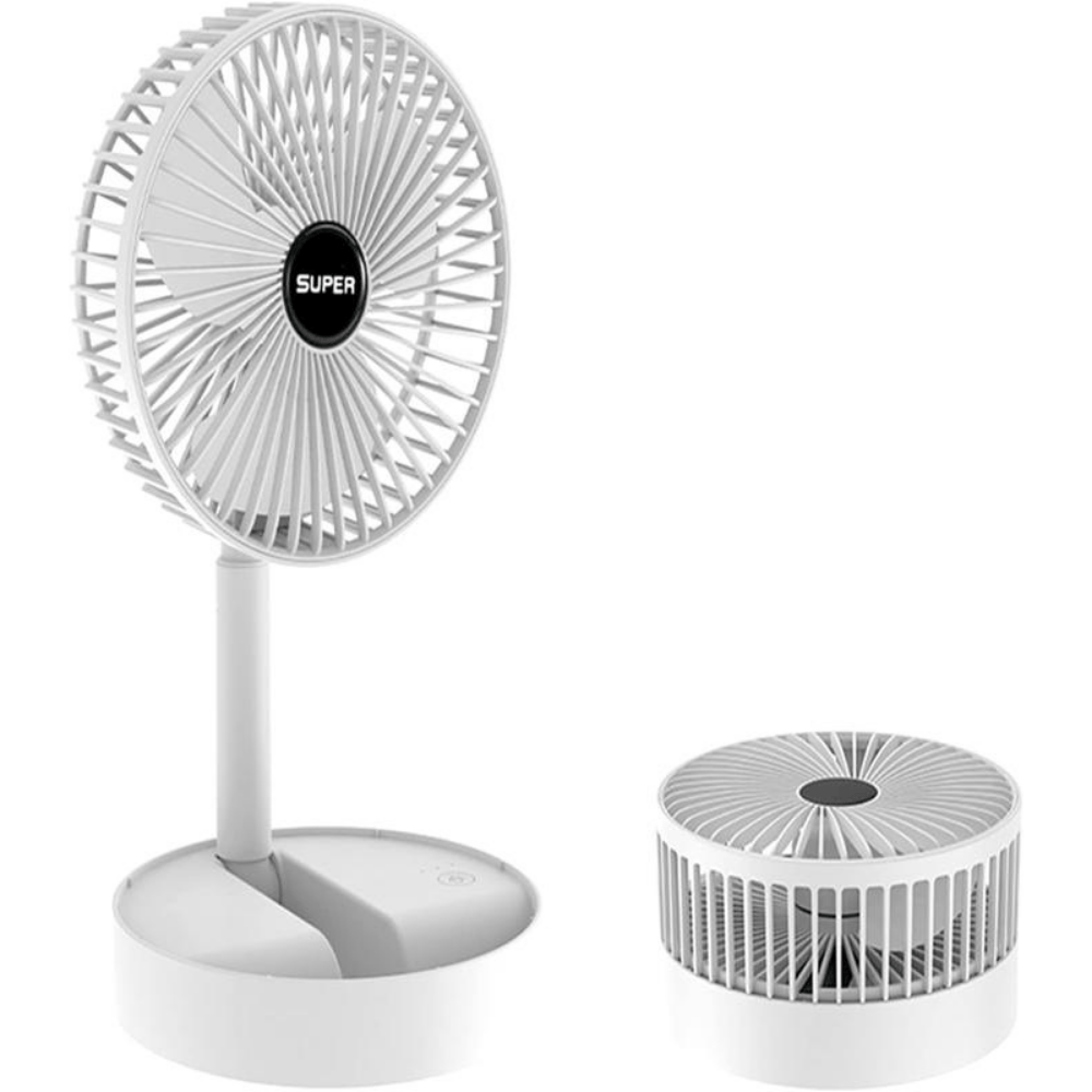 Portable Folding Fan – Adjustable Height, Rechargeable Table & Floor Fan with Quiet Operation for Home, Office & Travel