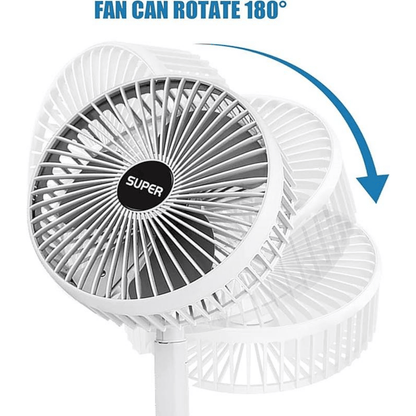 Portable Folding Fan – Adjustable Height, Rechargeable Table & Floor Fan with Quiet Operation for Home, Office & Travel