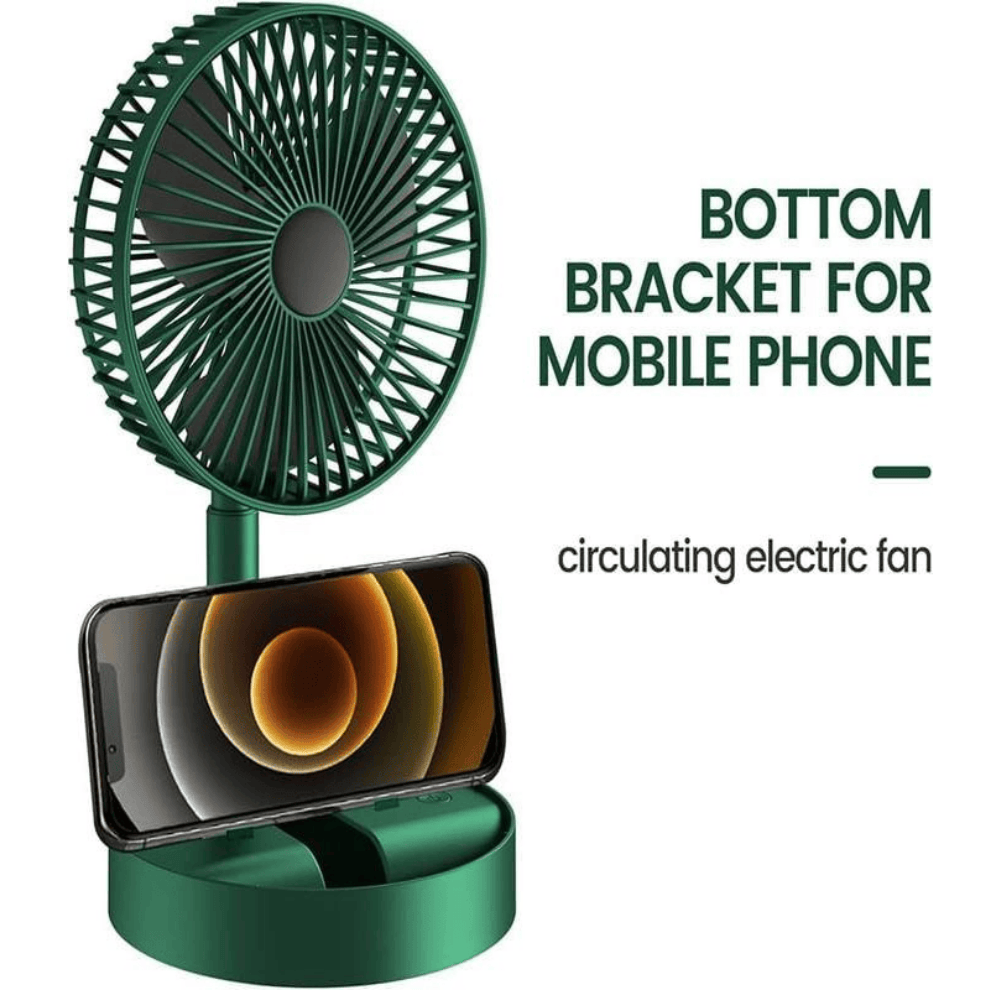 Portable Folding Fan – Adjustable Height, Rechargeable Table & Floor Fan with Quiet Operation for Home, Office & Travel