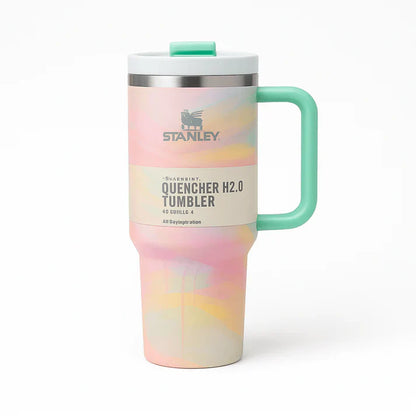 Stanley Quencher H2.0 FlowState Tumbler – 40oz / 1.18L Pastel Tie-Dye, Vacuum Insulated Stainless Steel with Handle & Straw