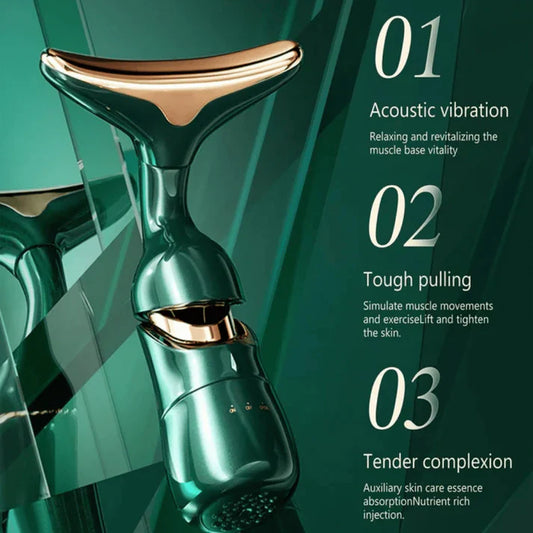4D Electric Face & Neck Massager – Skin Tightening, Lifting & Anti-Aging Beauty Tool with Interchangeable Heads