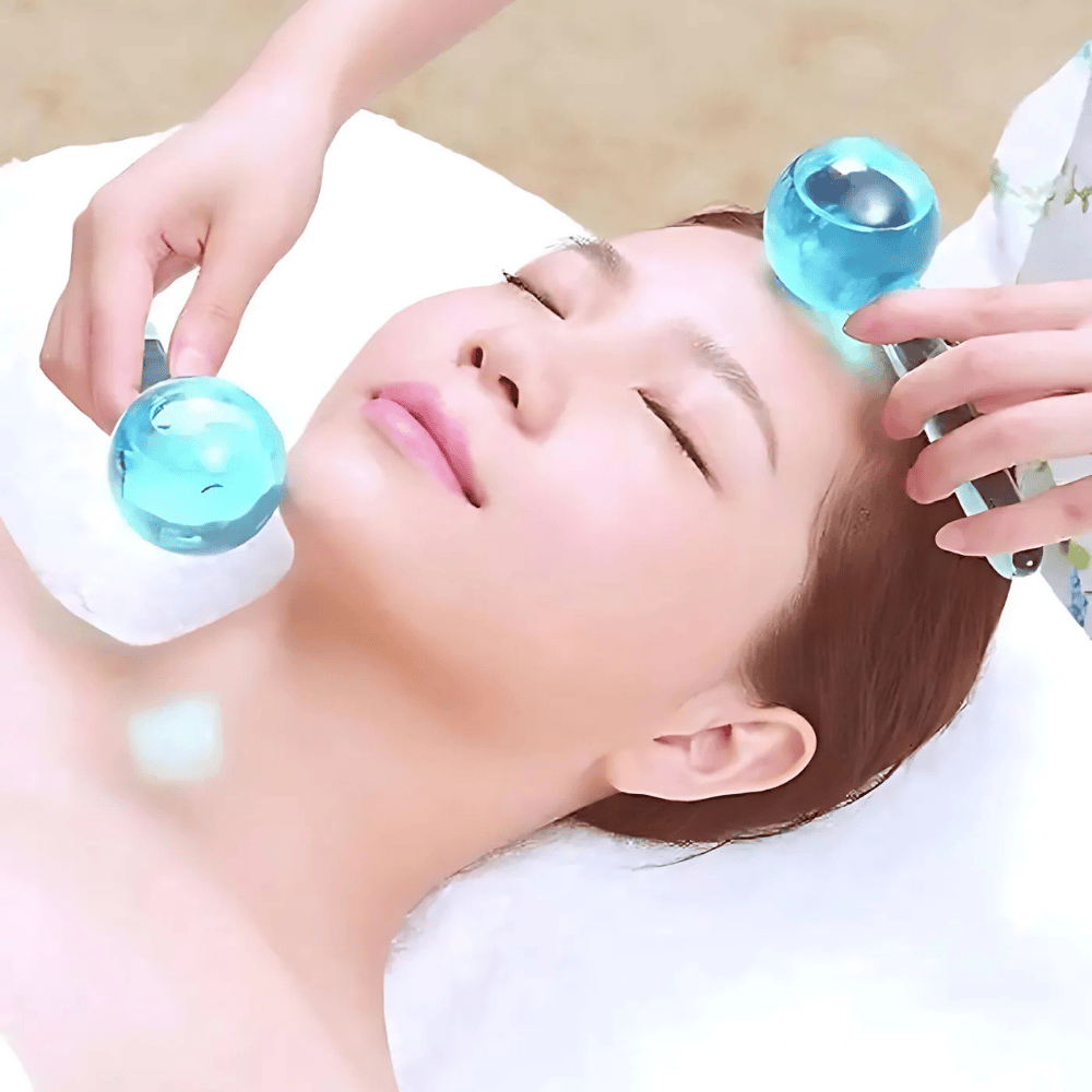 Beauty Crystal Face Massage Balls – Cooling Glass Globe Therapy for Skin Tightening & Puffiness Reduction
