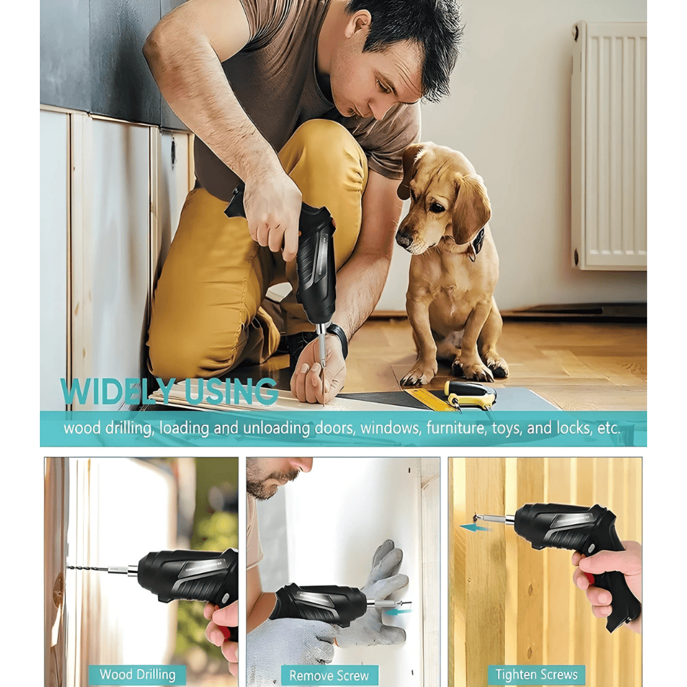 47 in 1 Electric Screwdriver Drill Set with LED Light & Flexible Extension