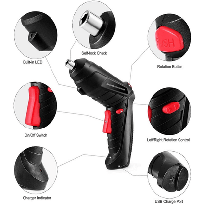 47 in 1 Electric Screwdriver Drill Set with LED Light & Flexible Extension