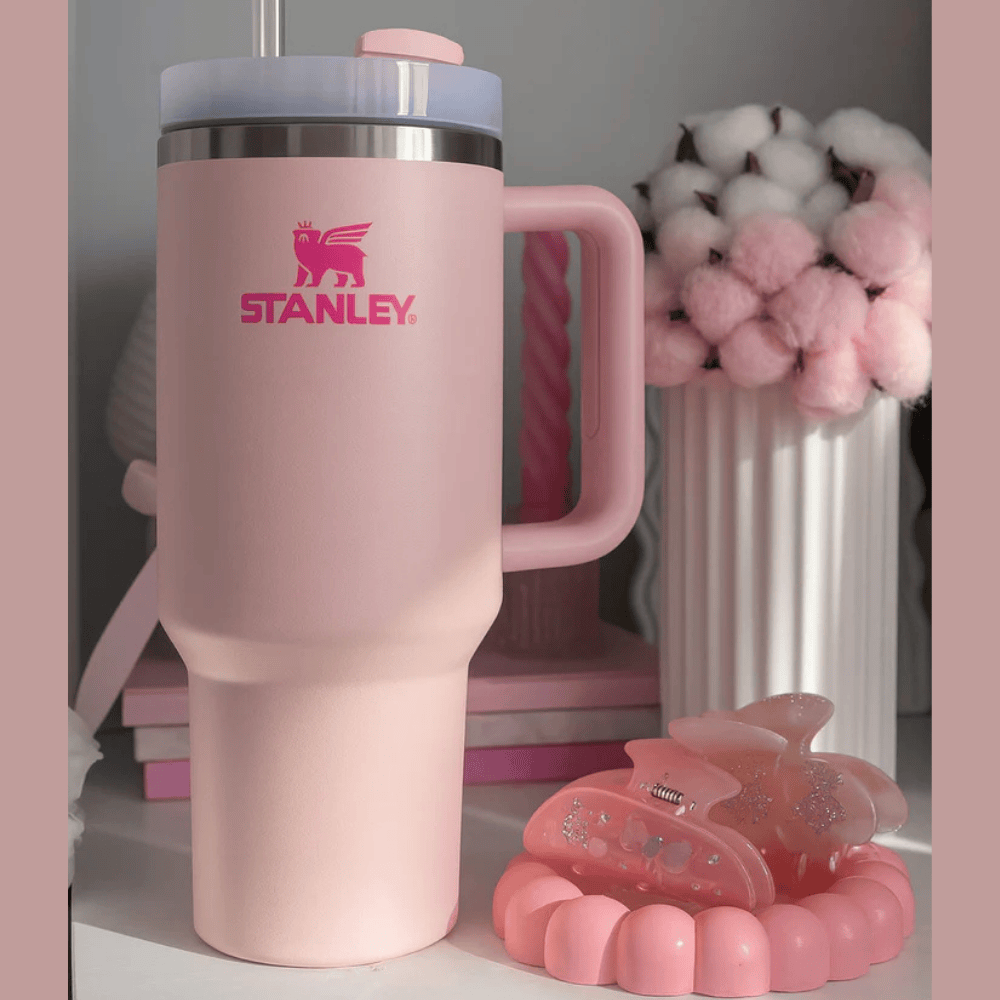 Stanley Quencher H2.0 FlowState Tumbler – 40oz / 1.18L Rose Pink, Vacuum Insulated Stainless Steel with Handle & Straw