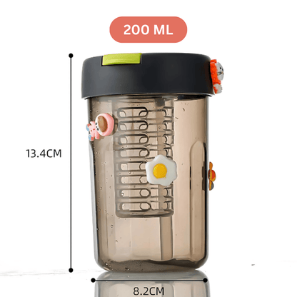 200ml Colorful Plastic Bottle with Lid – Leakproof, Portable Water & Juice Bottle for Kids