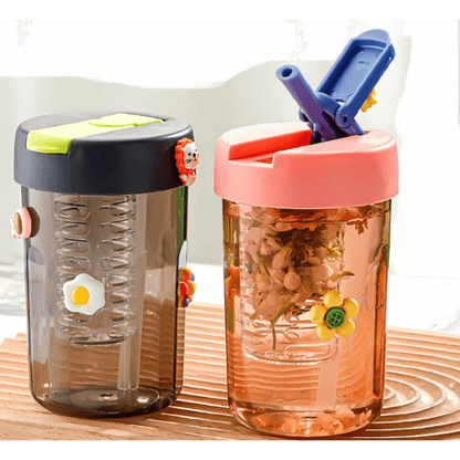 200ml Colorful Plastic Bottle with Lid – Leakproof, Portable Water & Juice Bottle for Kids