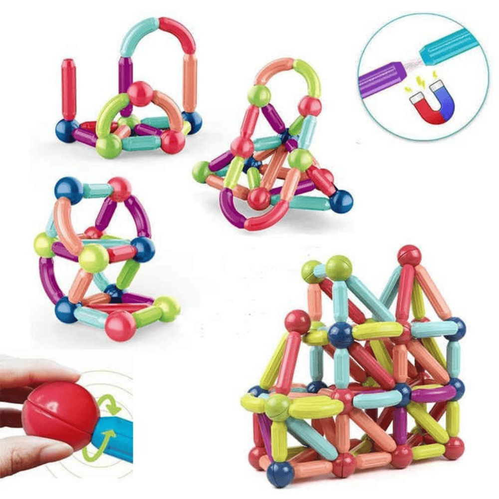 42-Piece Magnetic Building Sticks and Balls Set – STEM Construction Toy for Kids 3+, Colorful Educational Blocks for Creativity & Learning