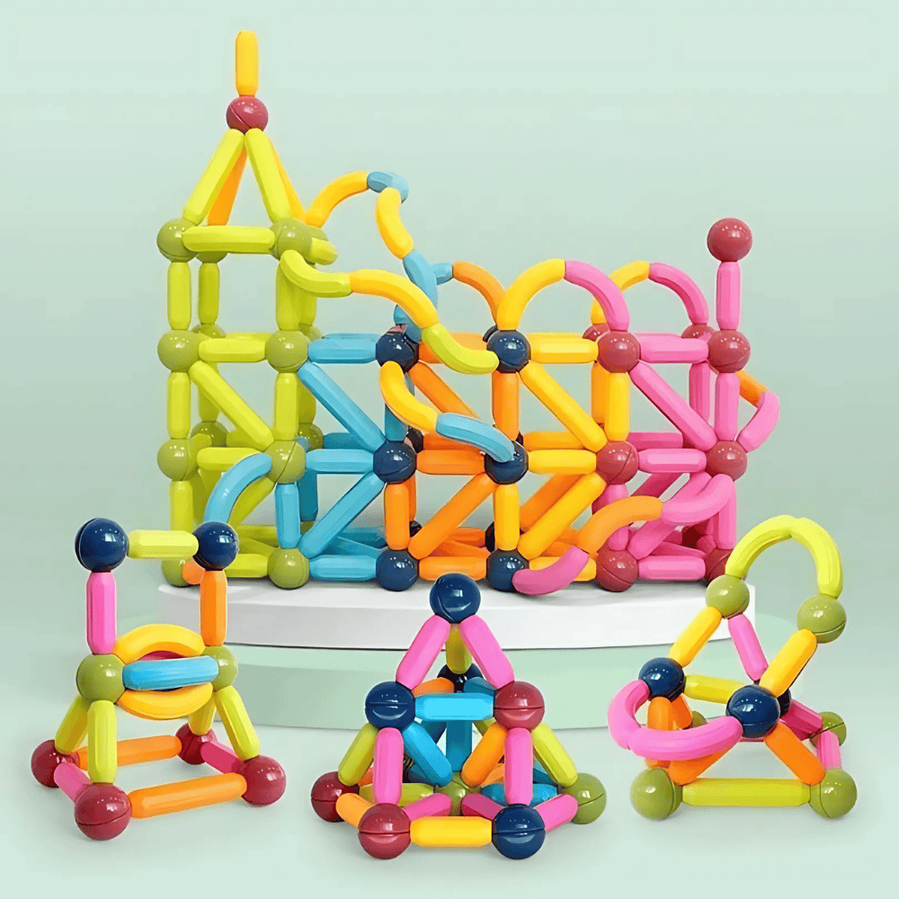 42-Piece Magnetic Building Sticks and Balls Set – STEM Construction Toy for Kids 3+, Colorful Educational Blocks for Creativity & Learning