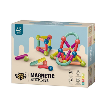 42-Piece Magnetic Building Sticks and Balls Set – STEM Construction Toy for Kids 3+, Colorful Educational Blocks for Creativity & Learning